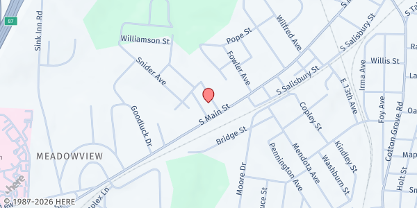 Map showing JCF Ministries Full Gospel Church at 1700 S Main Street, Lexington, NC