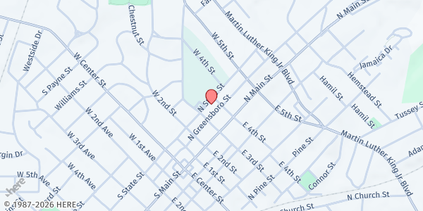 Map showing Pastor's Pantry at 307 N State St, Lexington, NC