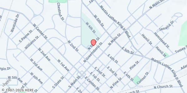 Map showing Pastors Pantry at 307 N State St, Lexington, NC