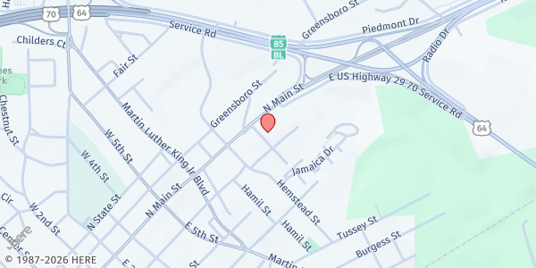 Map showing Services for the Deaf & Hard of Hearing - Lexington at 8 Franklin St., Lexington, NC