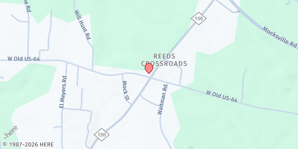 Map showing West Davidson Food Pantry and Clothing Closet at 4600 West Old Highway 64, Lexington, NC