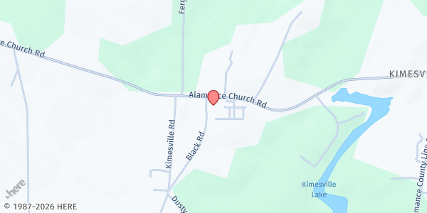 Map showing MANNA Box Ministry at 4400 Alamance Church Rd, Liberty, NC