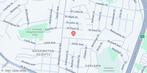 Map showing Little Angels Enrichment - Lincoln Heights at 2010 Russell Avenue, Lincoln Heights, NC