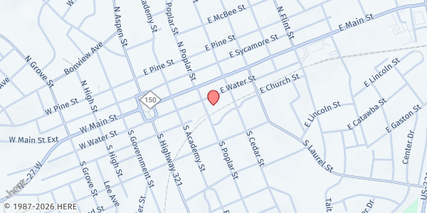 Map showing Christian Ministries Lincoln - Food Distribution Center at 207 S. Poplar St., Lincolnton, NC