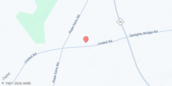 Map showing Lebanon UMC Food Pantry at 7224 Lindell Rd., Lindell, NC