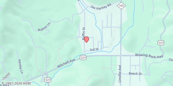 Map showing Linville United Methodist Church at 126 Ruffin St, Linville, NC