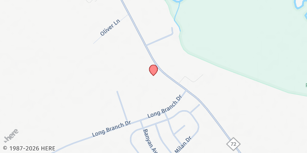 Map showing Long Branch Food Pantry at 8878 NC Hwy. 72 E., Long Branch, NC