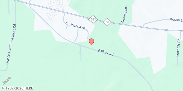 Map showing God's Vision Ministries at 315 E. River Rd., Louisburg, NC