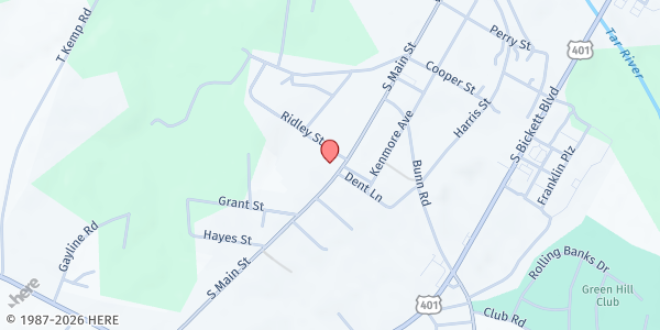 Map showing Our Lady of the Rosary Food Pantry at 937 N. Main St., Louisburg, NC