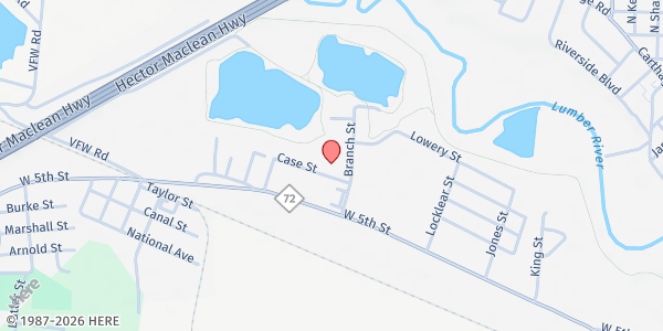 Map showing Branch St. UMC at 1708 Case Street, Lumberton, NC