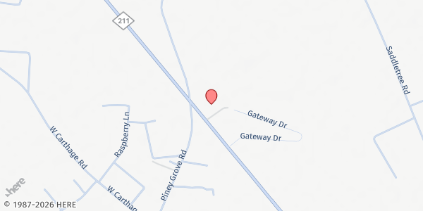 Map showing Gospel Deliverance Family Worship Center at 2450 North Carolina 211, Lumberton, NC
