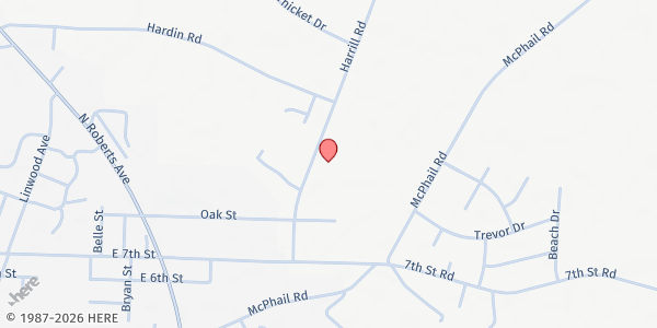 Map showing Heaven Bound New Vision at 218 Harrill Road, Lumberton, NC