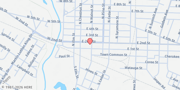 Map showing Lumberton Christian Care at 220 E. 2ND St., Lumberton, NC