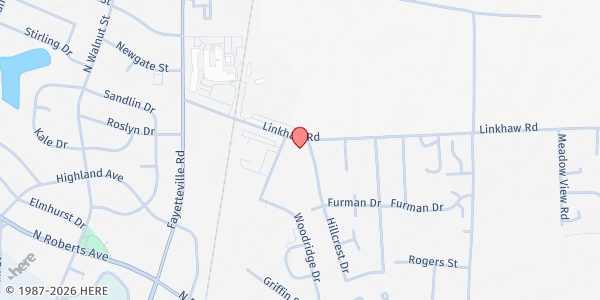 Map showing New Beginning Church of Lumberton at 950 Linkhaw Rd., Lumberton, NC