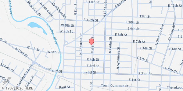 Map showing Robeson House at 215 E. 6th St., Lumberton, NC