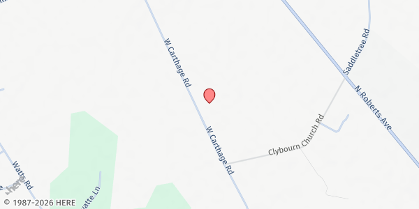 Map showing The Rock Church Of God at 2209 West Carthage Road, Lumberton, NC