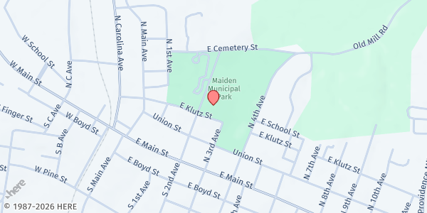 Map showing Catawba County Council on Aging - Maiden Community Center at 207 East Klutz Street, Maiden, NC