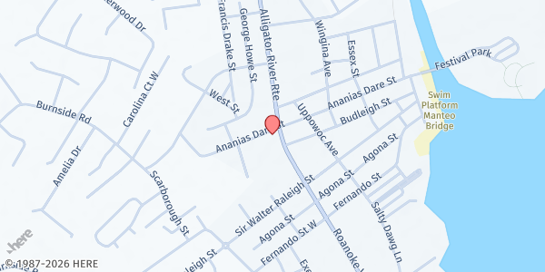 Map showing MFP Manteo at 406 US-64, Manteo, NC