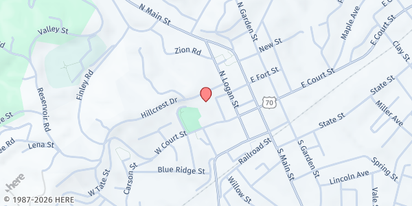 Map showing Centro Unido Latino-Americano at 79 Academy St, Marion, NC