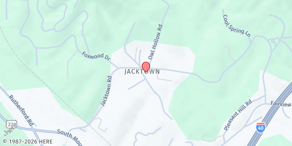 Map showing Foothills Food Hub Jacktown Distribution at 608 Jacktown Rd., Marion, NC
