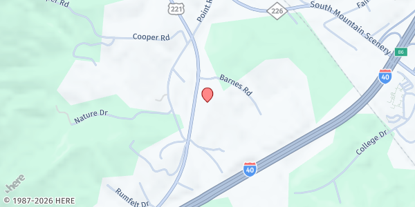 Map showing Foothills FoodHub at 263 Barnes Road Suite J, Marion, NC