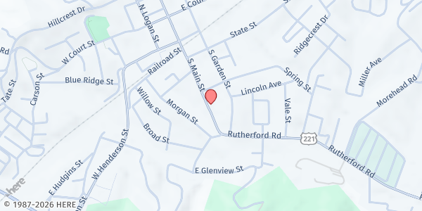 Map showing St. John's Food Pantry at 339 South Main Street, Marion, NC