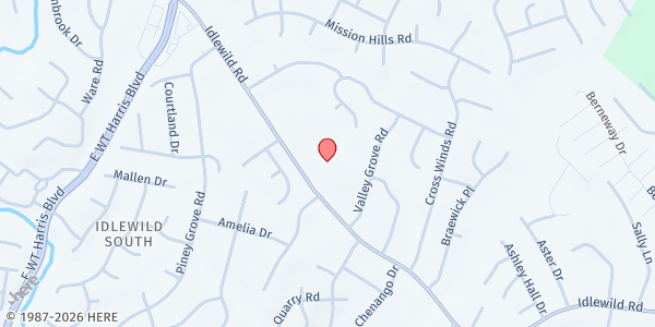 Map showing St. John Neumann Food Pantry at 8451 Idlewild Road, Marlwood, NC