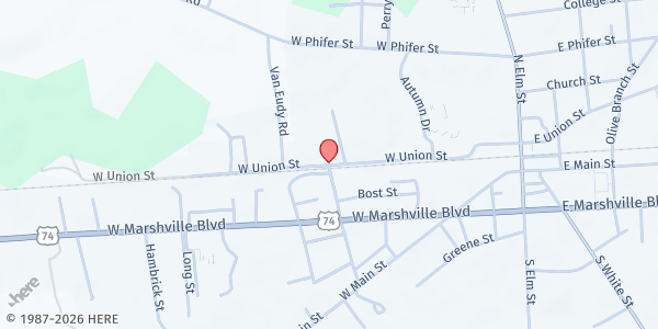 Map showing Common Heart Pop Up Pantry at 506 Elizabeth Avenue, Marshville, NC