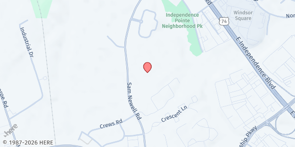 Map showing Crestdale Middle School at 940 Sam Newell Road, Matthews, NC