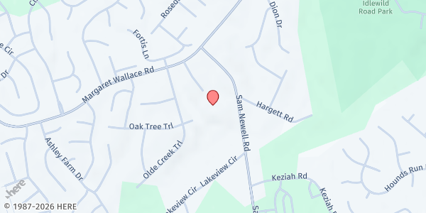 Map showing Crown Point Elementary at 3335 Sam Newell Road, Matthews, NC