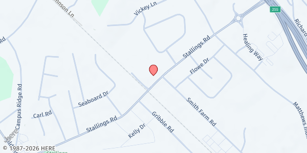 Map showing Stallings Church at 1115 Stallings Road, Matthews, NC