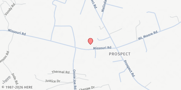 Map showing Prospect United Methodist at 3929 Missouri Rd., Maxton, NC