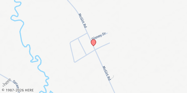 Map showing White Oak Christian Fellowship Center at 1596 MC Girt Rd., Maxton, NC