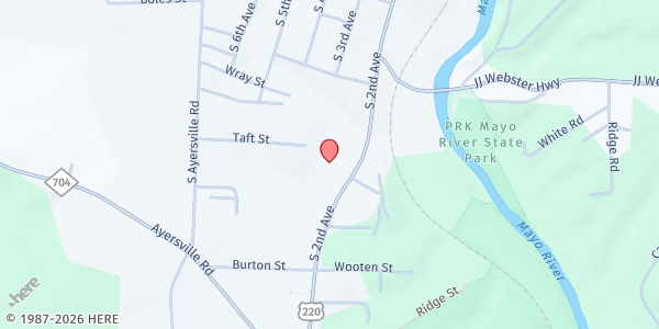 Map showing LOT 2540 Inc. - Main Location at 411 S. 2nd Ave., Mayodan, NC