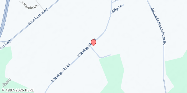 Map showing Belgrade Community Action Association at 482 Spring Hill Rd., Maysville, NC