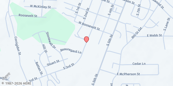 Map showing Breakthrough Community Church at 703 S. 3rd. St., Mebane, NC