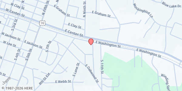 Map showing DD-Grace and Peace Tabernacle at 600 E. Washington St., Mebane, NC