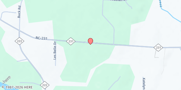 Map showing White Oak Hill Missionary Baptist Church at 7228 NC Hwy. 231, Middlesex, NC
