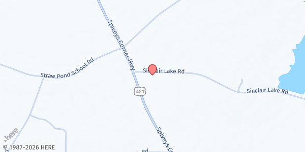 Map showing Jackson Grove Bible COG at 66 Sinclair Lake Rd., Midway, NC