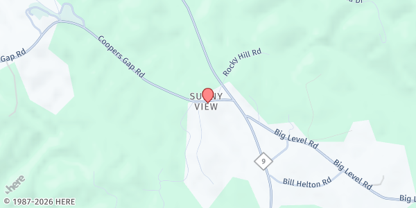 Map showing The Sunny View Clubhouse at 95 Coopers Gap Rd., Mill Spring, NC