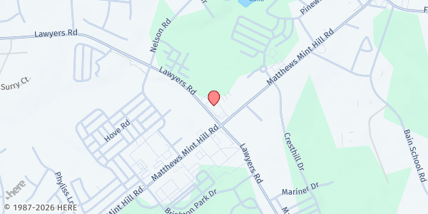 Map showing Joseph's Food Pantry at Refinery Church at 11231 Lawyers Road, Mint Hill, NC