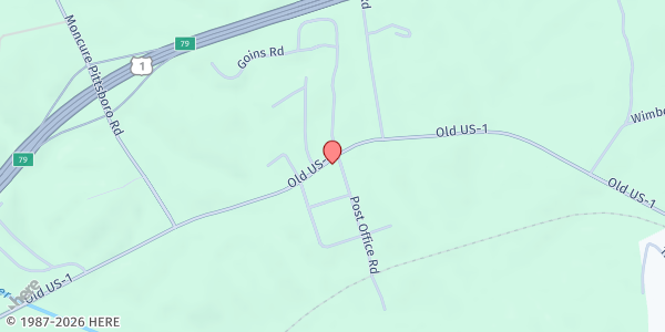 Map showing Moncure UMC at 16 Post Office Rd., Moncure, NC