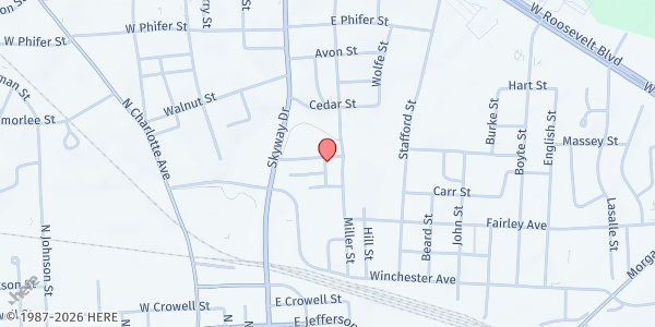 Map showing Community Shelter of Union County at 160 Meadow St., Monroe, NC