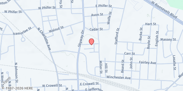 Map showing Community Shelter of Union County-Pantry at 160 Meadow St, Monroe, NC