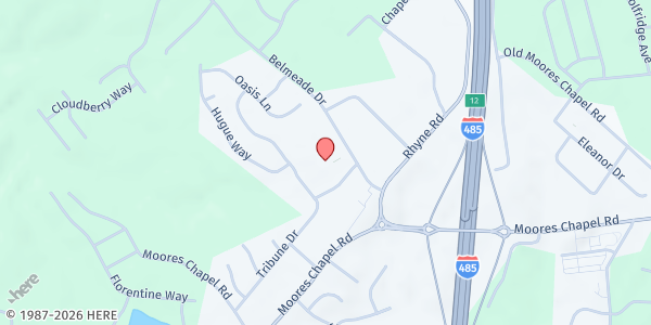 Map showing Shady Brook Baptist Church - Joshua's Closet at 2940 Belmeade Drive, Moores Chapel, NC