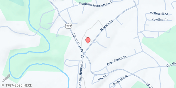 Map showing Basic Christian Ministries at 141 N. Main St., Mooresboro, NC