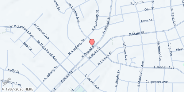 Map showing Mooresville Christian Mission TEFAP & CSFP Provider at 266 North Broad St, Mooresville, NC
