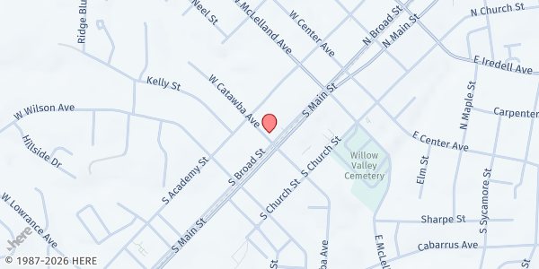 Map showing Mooresville Soup Kitchen - Food Distribution Center at 275 S Broad St, Mooresville, NC