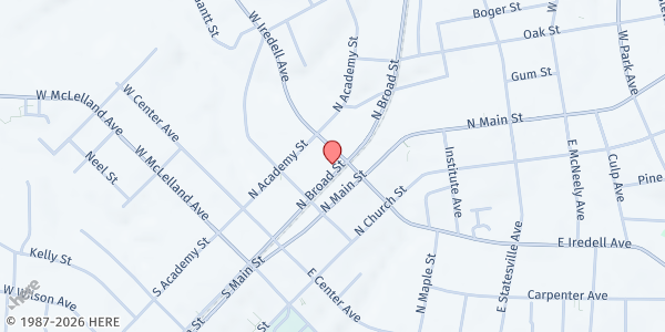 Map showing The Christian Mission at 266 North Broad St, Mooresville, NC