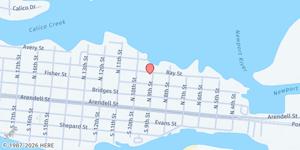 Map showing Martha's Mission Cupboard at 901 Bay St., Morehead City, NC